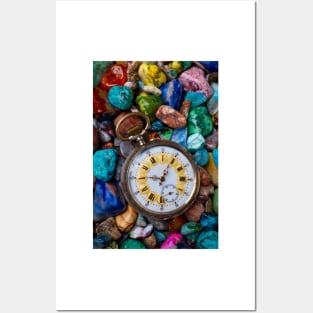 Old Pocket Watch On Polished Stones Posters and Art